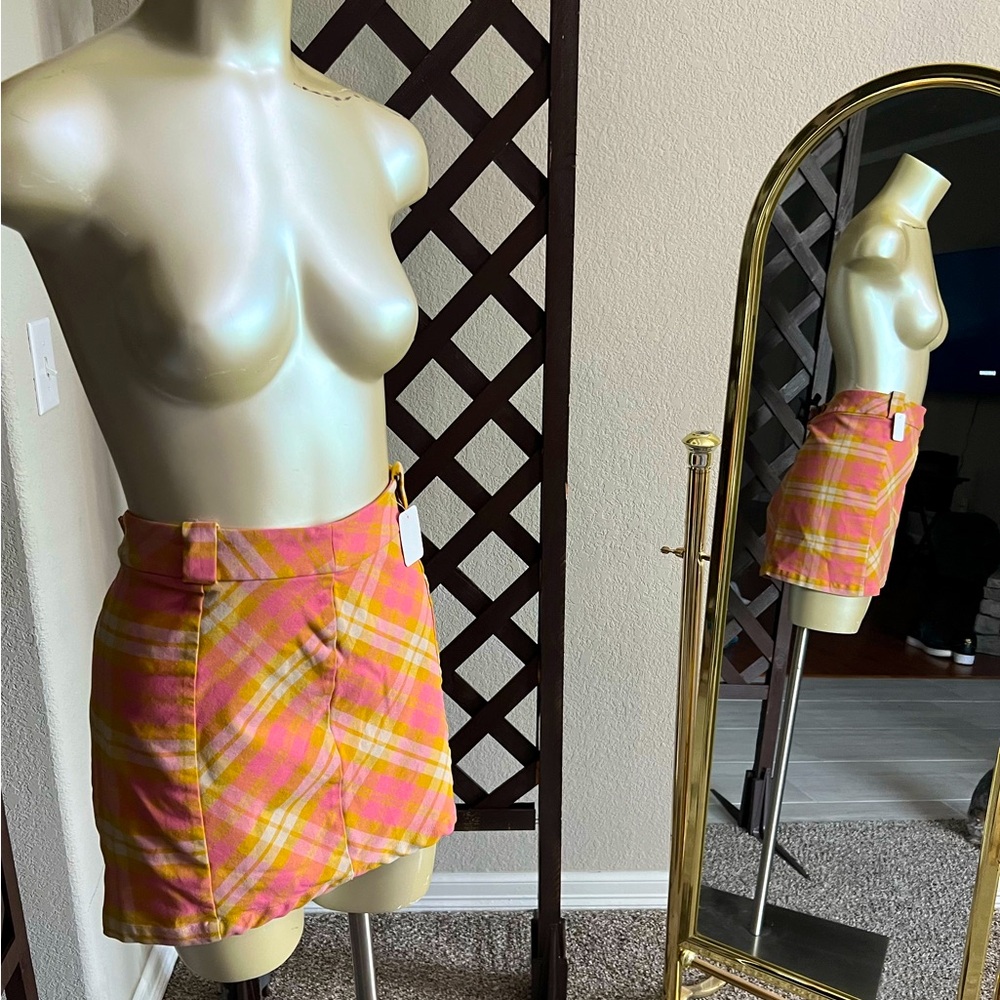 Urban Outfitters Pink Plaid Skirt